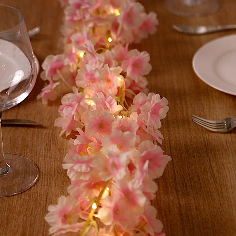 6 feet Pink LED Artificial Cherry Blossom Garland Fairy Lights