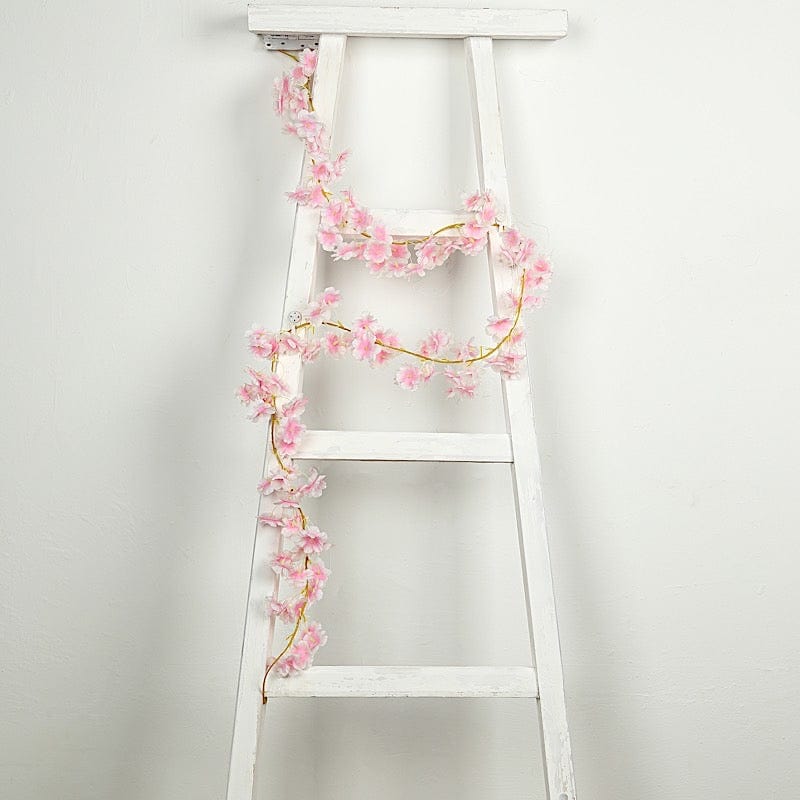 6 feet Pink LED Artificial Cherry Blossom Garland Fairy Lights