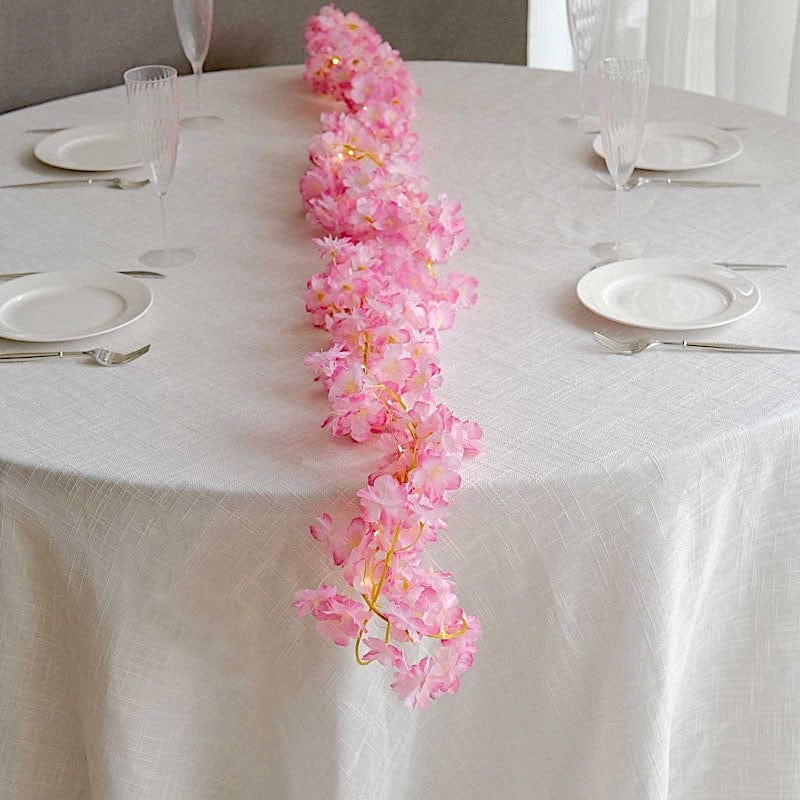 6 feet Pink LED Artificial Cherry Blossom Garland Fairy Lights