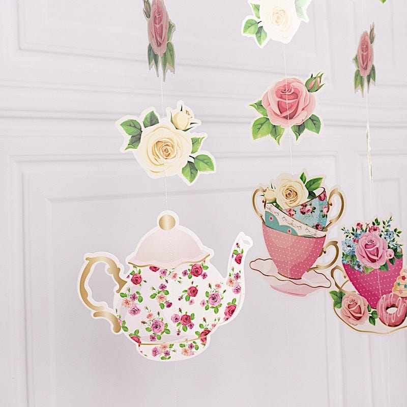 8 Assorted 40 in Double Sided Floral Tea Paper Hanging Party Garlands