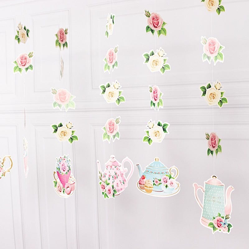 8 Assorted 40 in Double Sided Floral Tea Paper Hanging Party Garlands