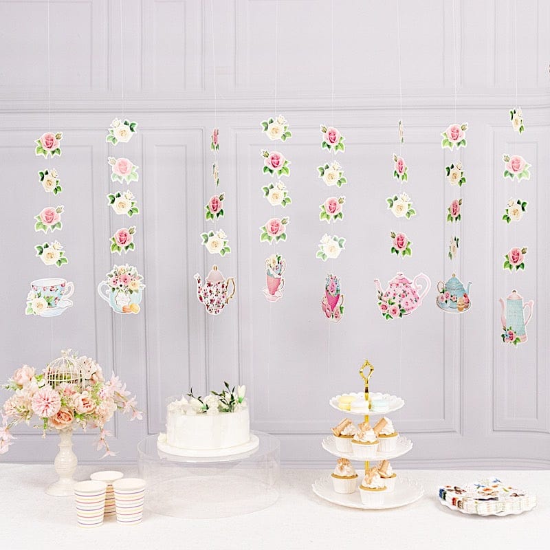 8 Assorted 40 in Double Sided Floral Tea Paper Hanging Party Garlands