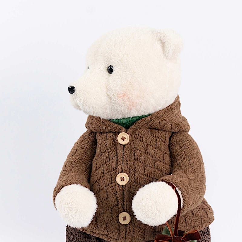 2 pcs 24 in Plush Teddy Bear Figurines Boy & Girl with Knit Jackets