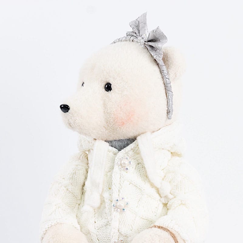 2 pcs 24 in Plush Teddy Bear Figurines Boy & Girl with Knit Jackets