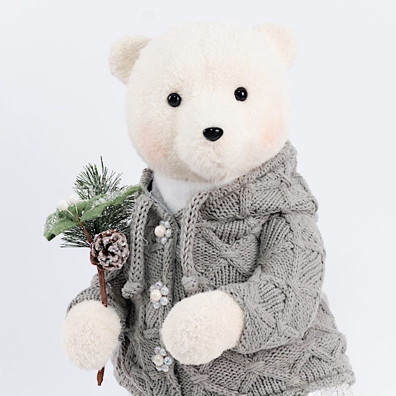 2 pcs 24 in Plush Teddy Bear Figurines Boy & Girl with Knit Jackets