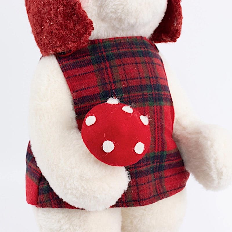 24 in White Plush Teddy Bear Gnome Christmas Figurine with Red Plaid Outfit