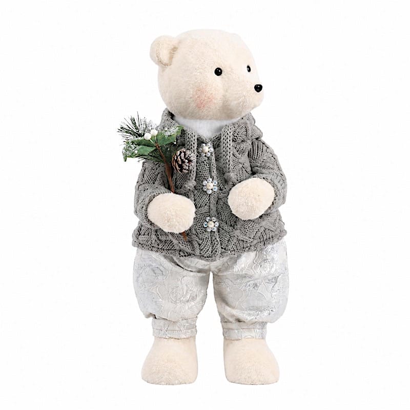 28 in Boy Plush Teddy Bear Christmas Figurine with Knit Jackets