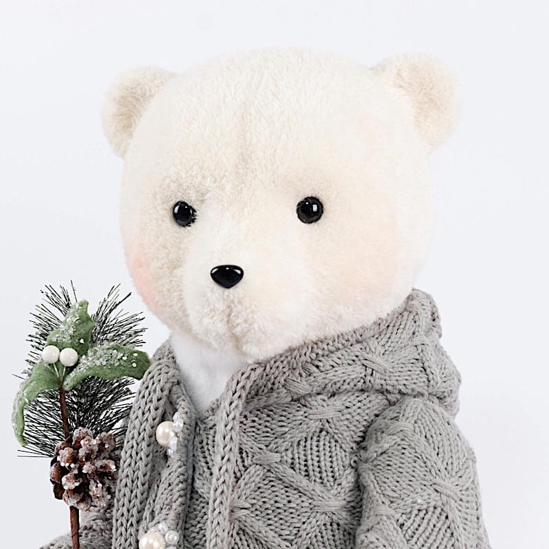 28 in Boy Plush Teddy Bear Christmas Figurine with Knit Jackets