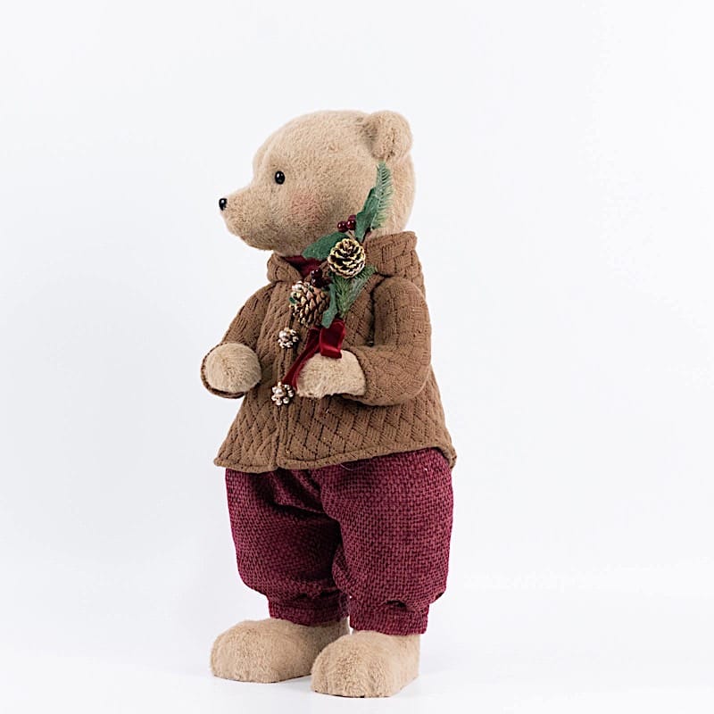 28 in Boy Plush Teddy Bear Christmas Figurine with Knit Jackets
