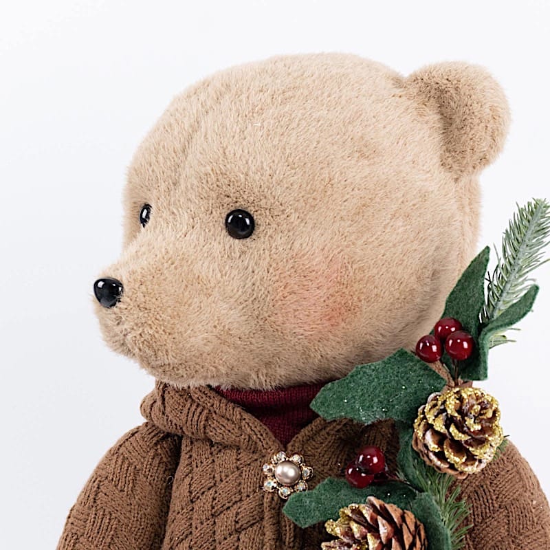 28 in Boy Plush Teddy Bear Christmas Figurine with Knit Jackets
