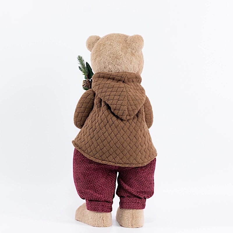 28 in Boy Plush Teddy Bear Christmas Figurine with Knit Jackets