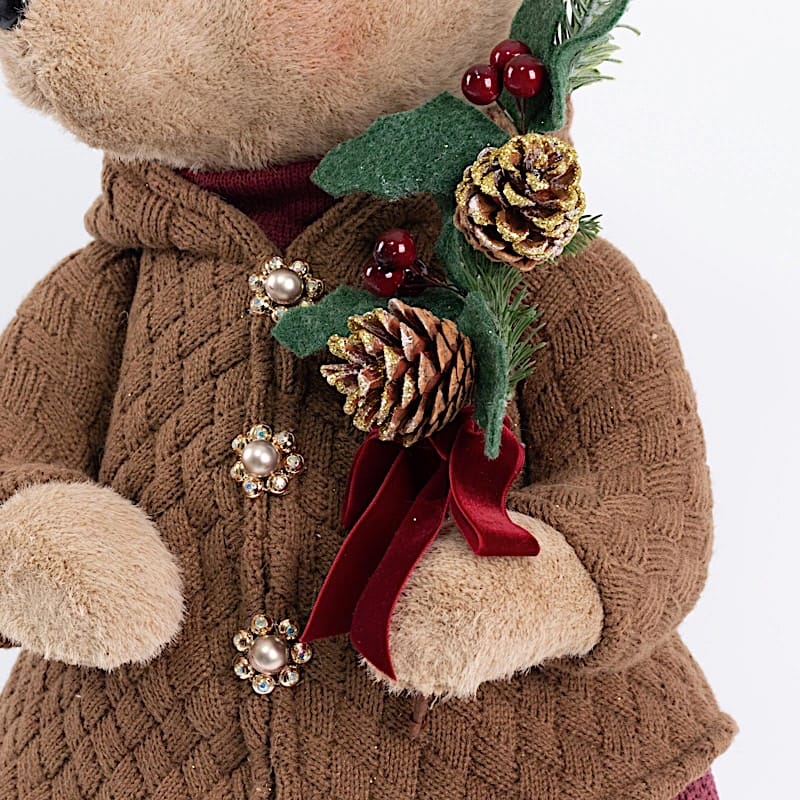 28 in Boy Plush Teddy Bear Christmas Figurine with Knit Jackets