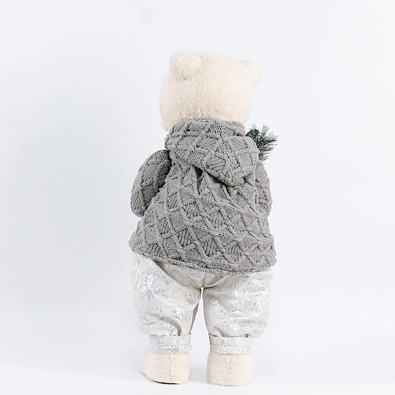 28 in Boy Plush Teddy Bear Christmas Figurine with Knit Jackets