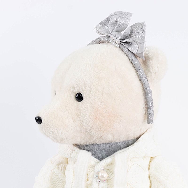 28 in Girl Plush Teddy Bear Christmas Figurine with Knit Jackets