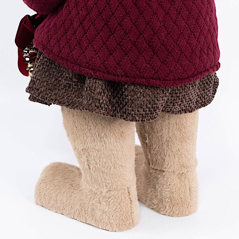 28 in Girl Plush Teddy Bear Christmas Figurine with Knit Jackets