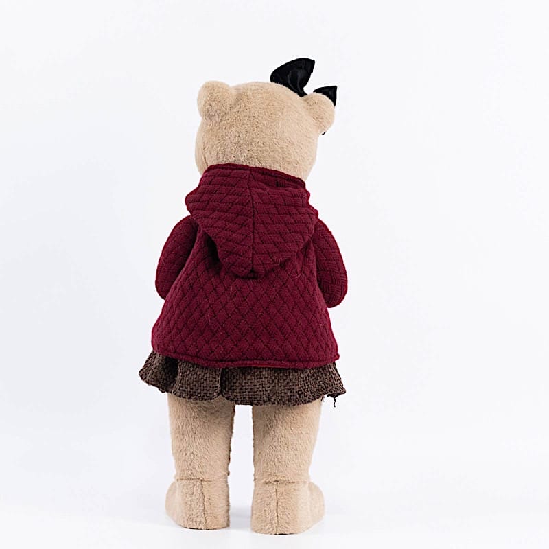 28 in Girl Plush Teddy Bear Christmas Figurine with Knit Jackets