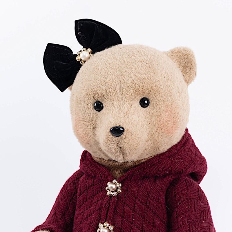 28 in Girl Plush Teddy Bear Christmas Figurine with Knit Jackets