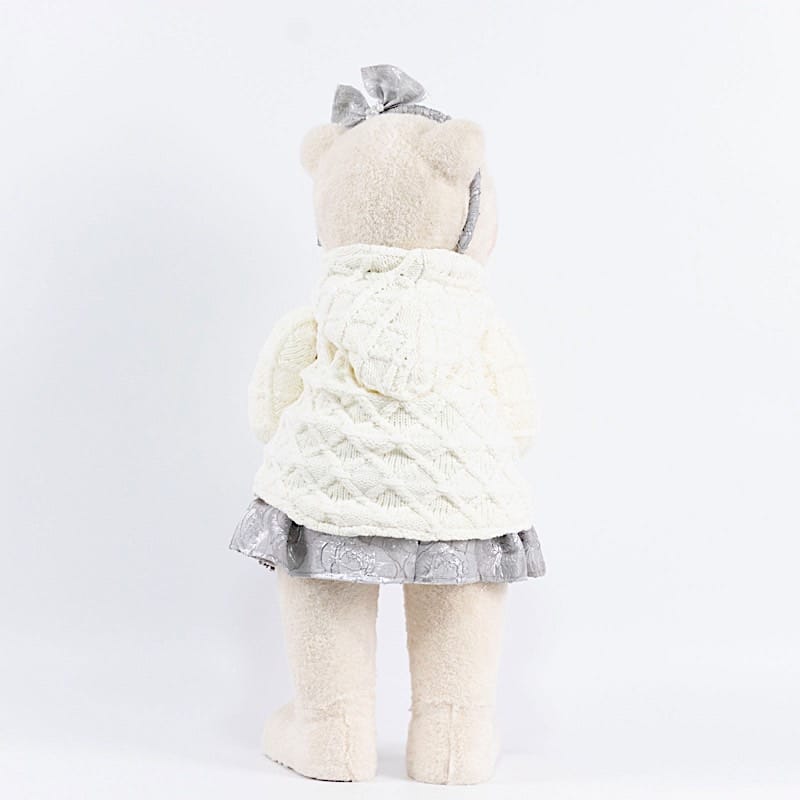 28 in Girl Plush Teddy Bear Christmas Figurine with Knit Jackets