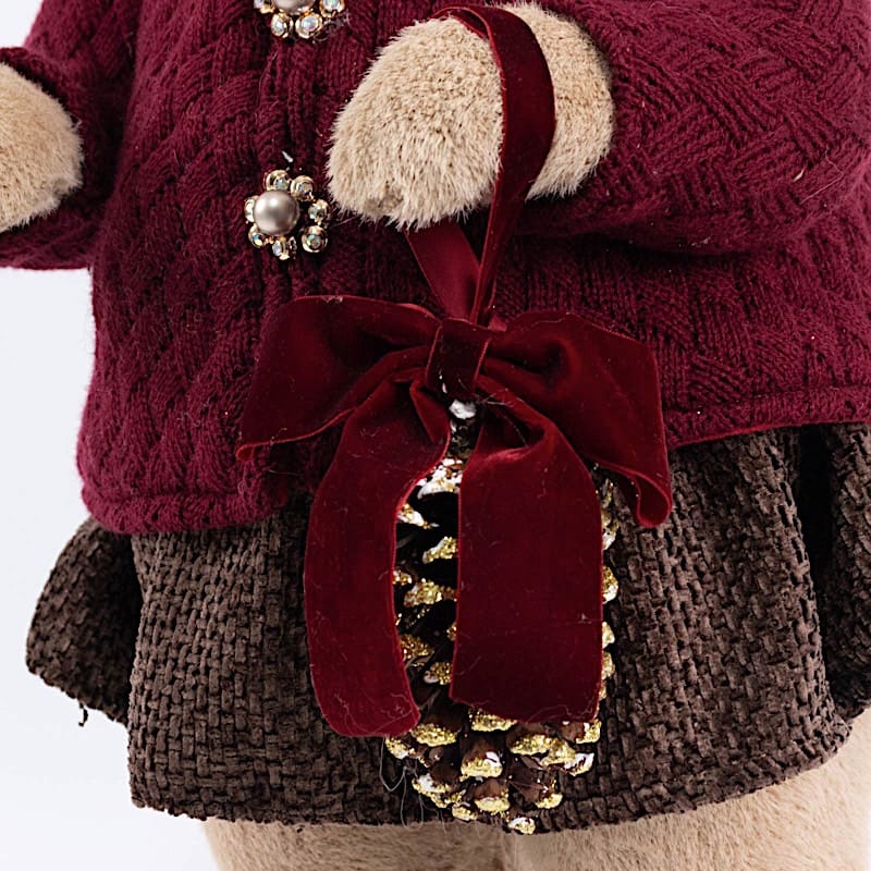 28 in Girl Plush Teddy Bear Christmas Figurine with Knit Jackets