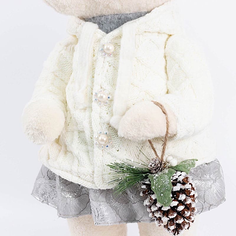 28 in Girl Plush Teddy Bear Christmas Figurine with Knit Jackets
