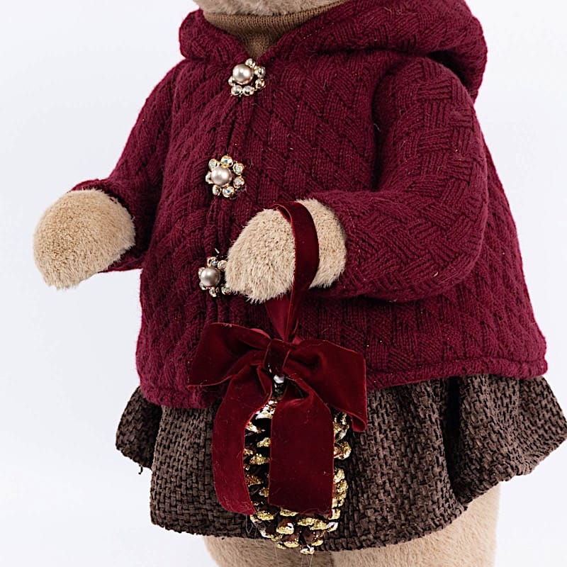 28 in Girl Plush Teddy Bear Christmas Figurine with Knit Jackets