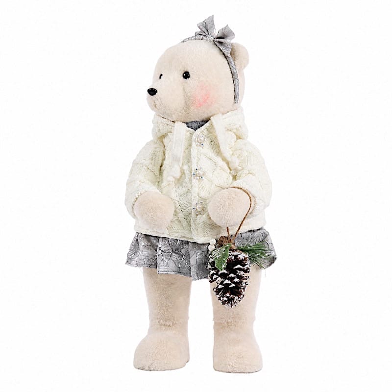 28 in Girl Plush Teddy Bear Christmas Figurine with Knit Jackets