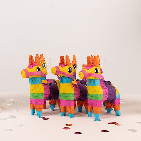 3 Assorted Paper Mini Donkey Pinatas for Fiesta Party Decorations