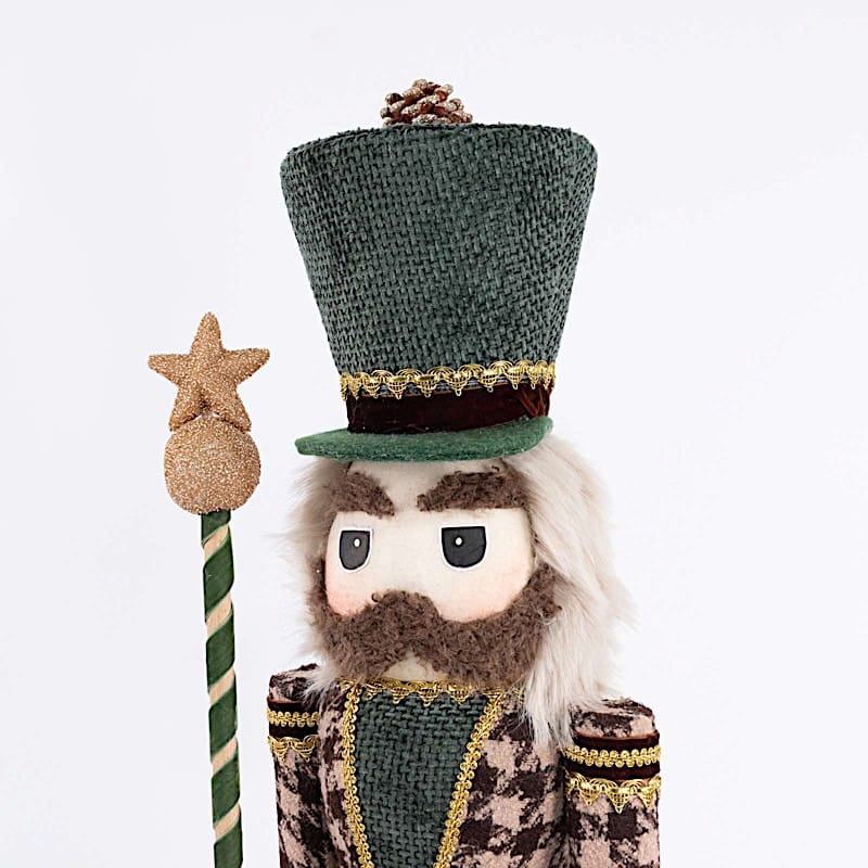 45 in Nutcracker Soldier Figurine with Houndstooth Jacket, Star Staff and Gold Trim