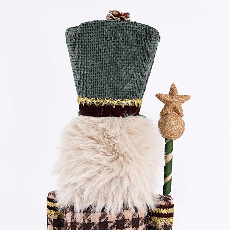 45 in Nutcracker Soldier Figurine with Houndstooth Jacket, Star Staff and Gold Trim
