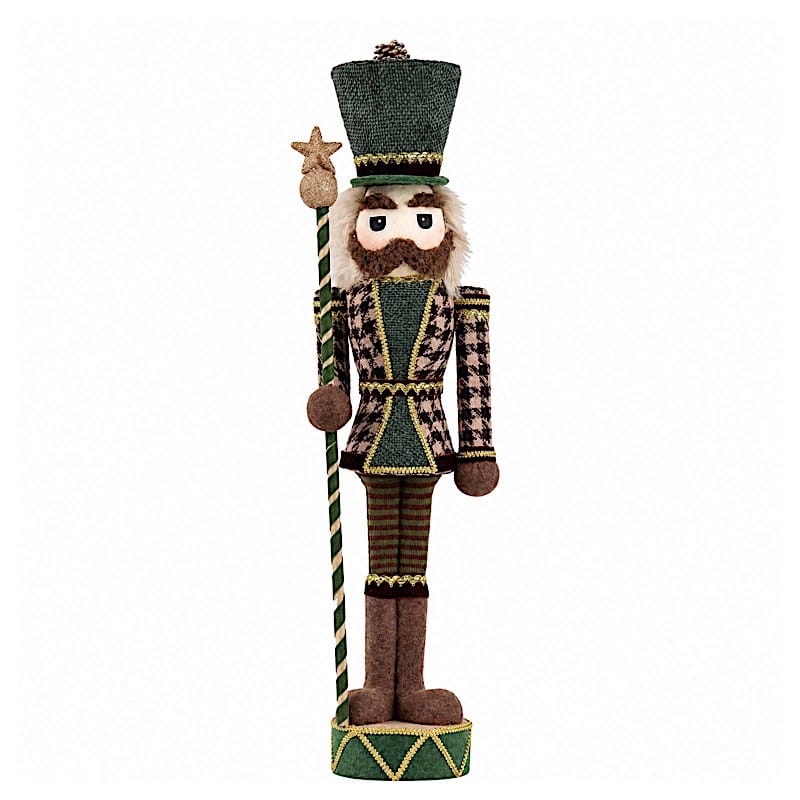 45 in Nutcracker Soldier Figurine with Houndstooth Jacket, Star Staff and Gold Trim