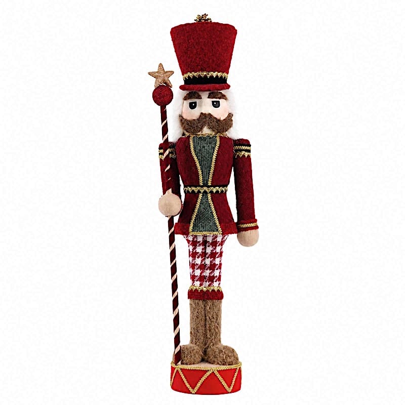 45 in Nutcracker Soldier Figurine with Houndstooth Jacket, Star Staff and Gold Trim