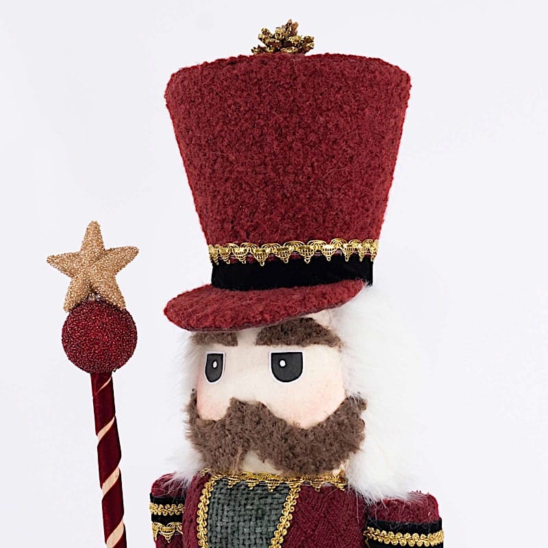 45 in Nutcracker Soldier Figurine with Houndstooth Jacket, Star Staff and Gold Trim