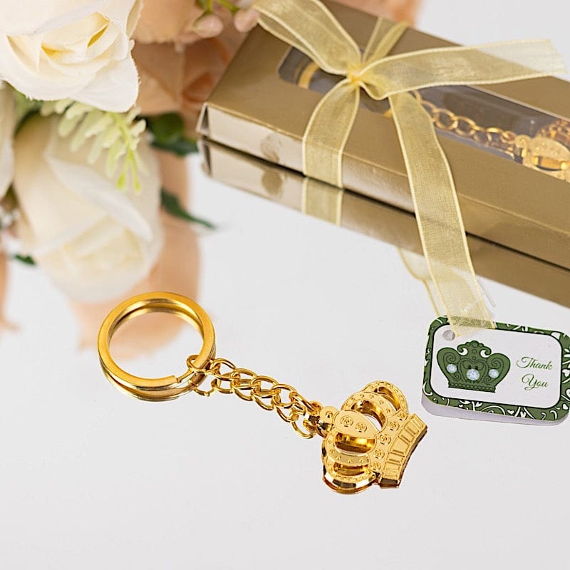 Princess Metal Key 5 Gold 3 in Metal Princess Crown Keychains Gift Box and Thank You Tags ...