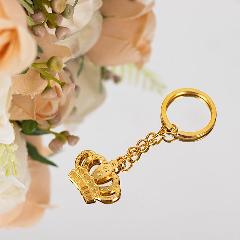 Tag Chain Gold Keychain 5 Gold 3 in Metal Princess Crown Keychains Gift Box and Thank You Tags ...