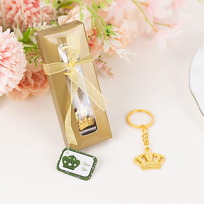 5 Gold 3 in Metal Princess Crown Keychains Gift Box and Thank You Tags ...