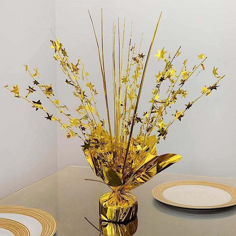 6 Metallic Gold 13 in Star Foil Spray Centerpiece Table Decoration