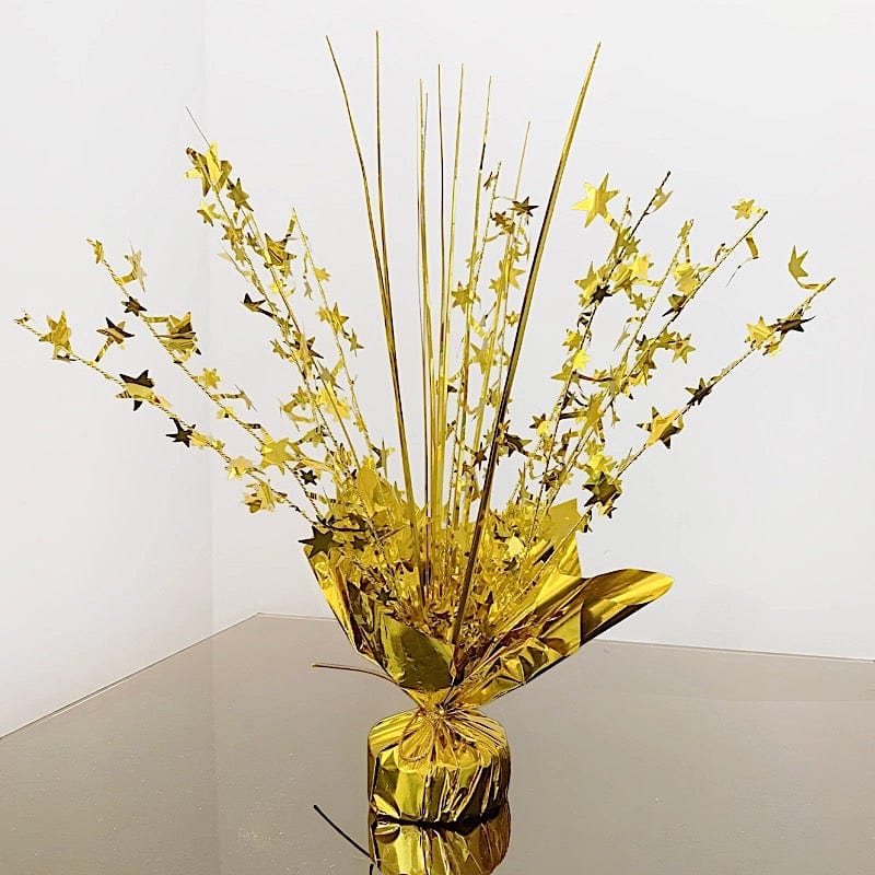 6 Metallic Gold 13 in Star Foil Spray Centerpiece Table Decoration