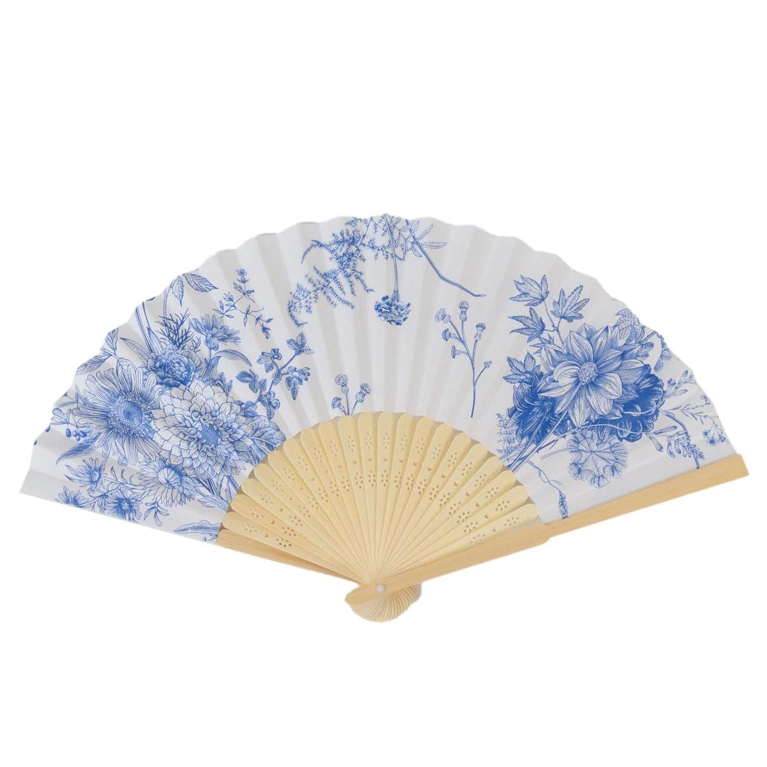 5 White Paper Folding Fans with French Toile Pattern