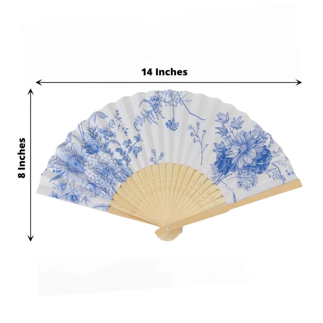 5 White Paper Folding Fans with French Toile Pattern