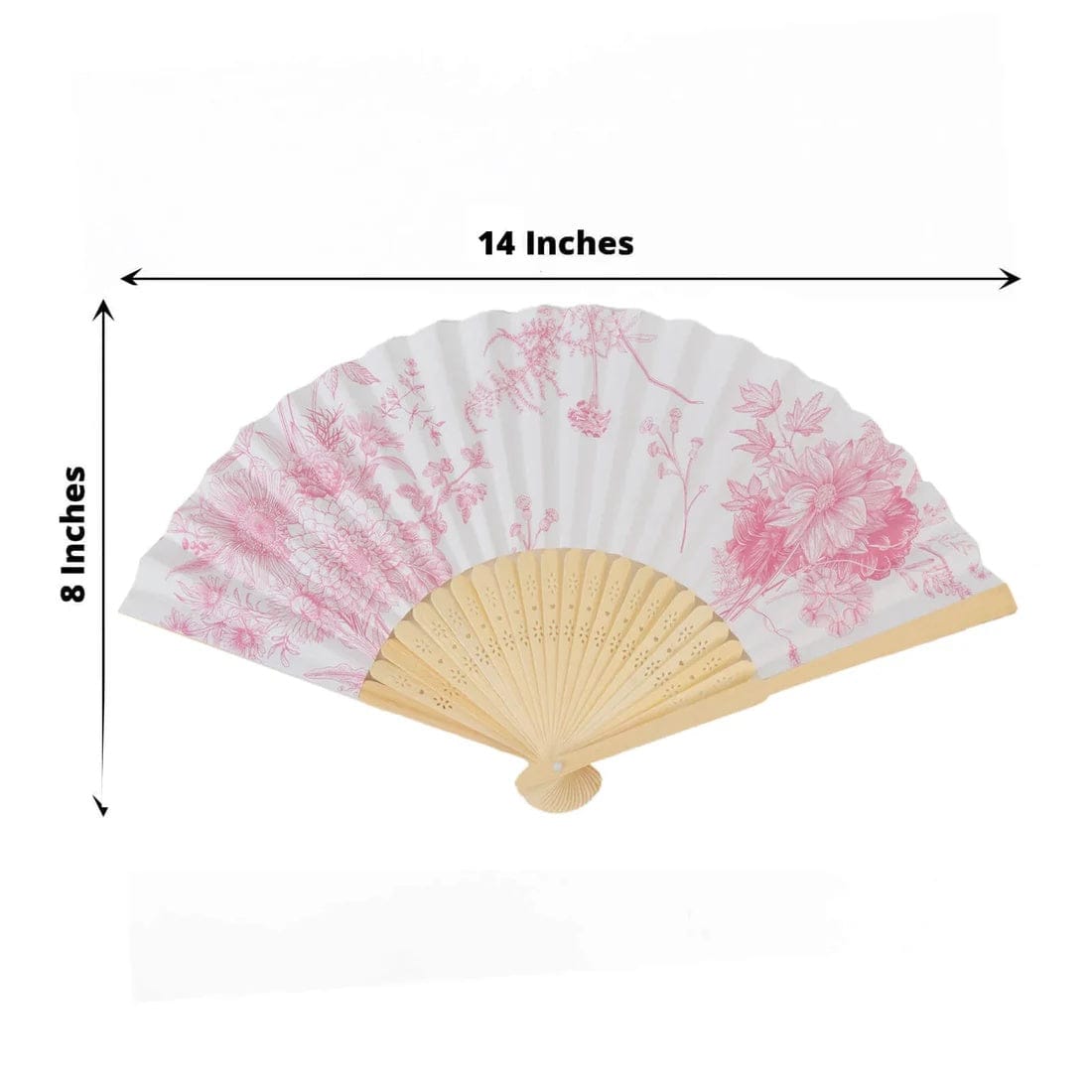 5 White Paper Folding Fans with French Toile Pattern