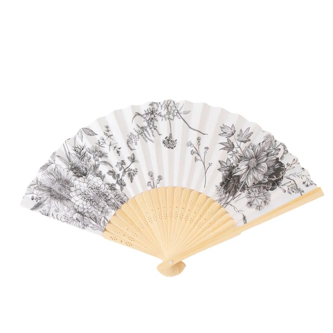 5 White Paper Folding Fans with French Toile Pattern