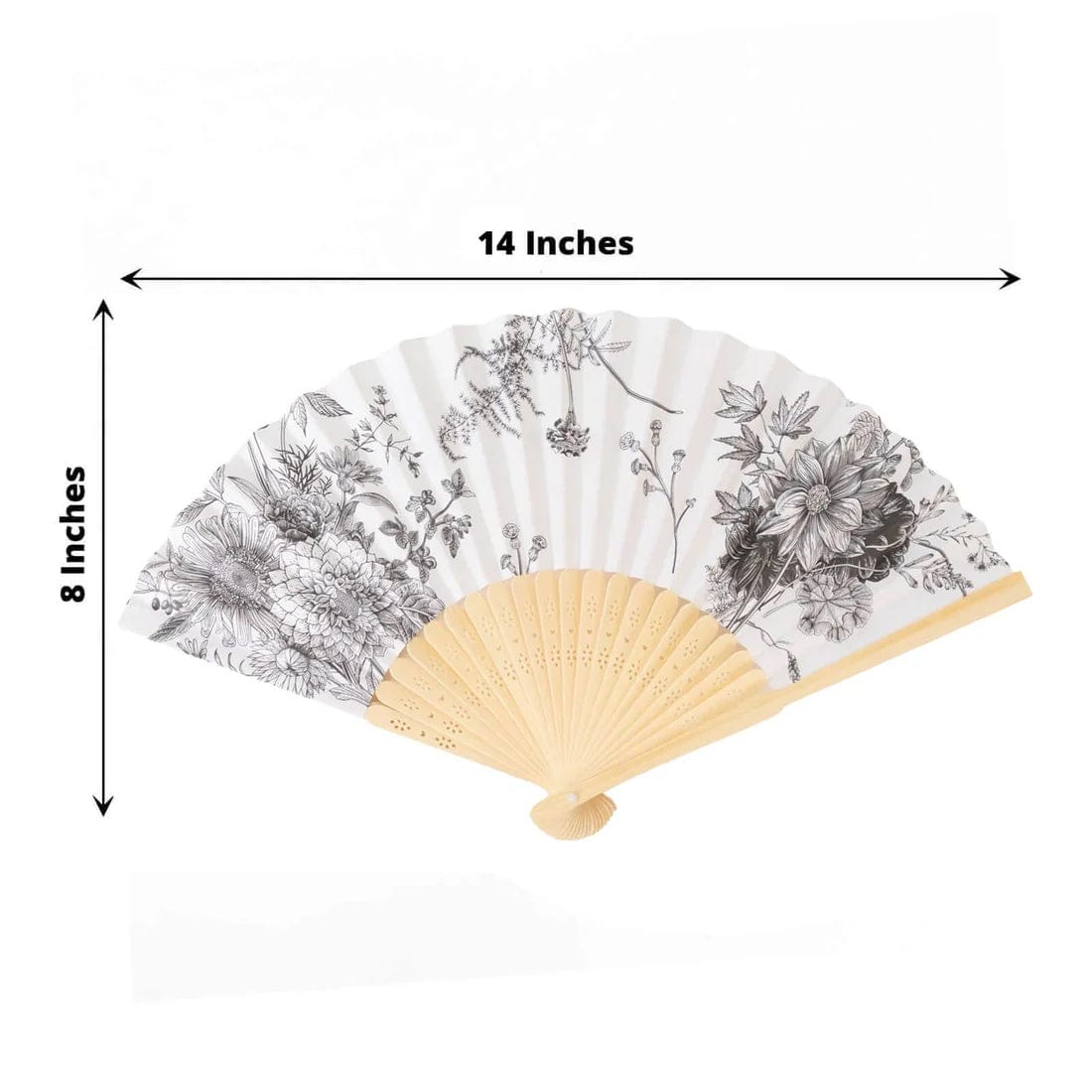 5 White Paper Folding Fans with French Toile Pattern