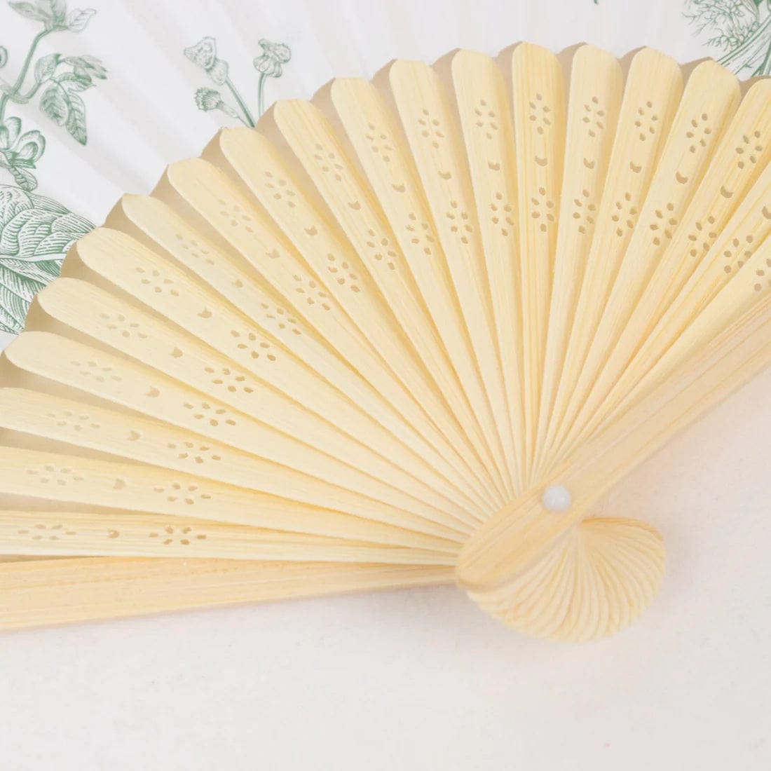 5 White Paper Folding Fans with French Toile Pattern