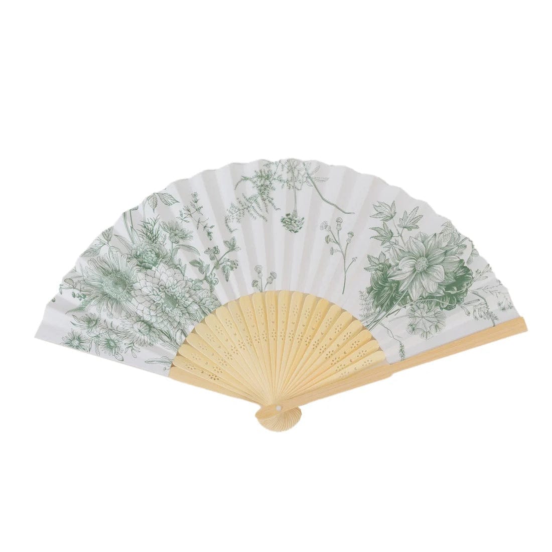 5 White Paper Folding Fans with French Toile Pattern