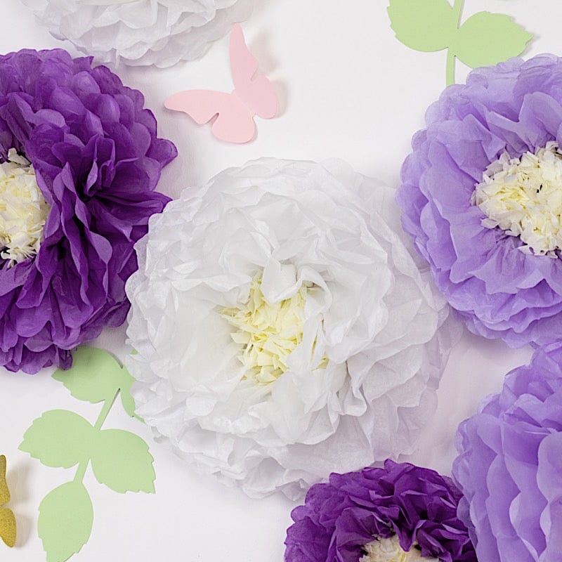 21 Tissue Paper Chrysanthemum Flowers with Butterflies and Leaves Pom Poms Set