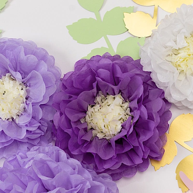 21 Tissue Paper Chrysanthemum Flowers with Butterflies and Leaves Pom Poms Set