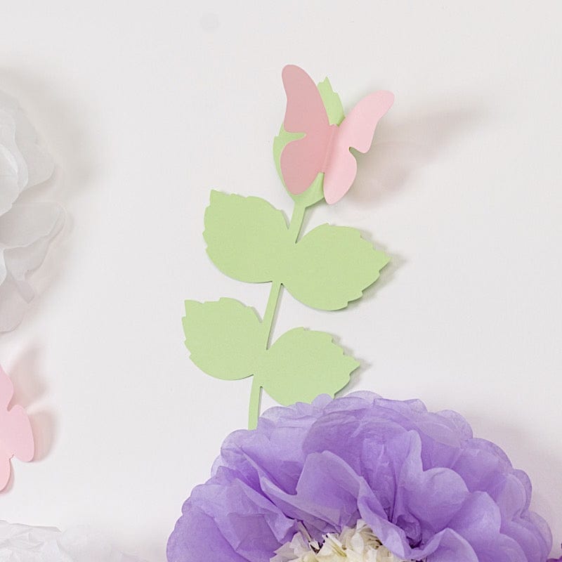 21 Tissue Paper Chrysanthemum Flowers with Butterflies and Leaves Pom Poms Set