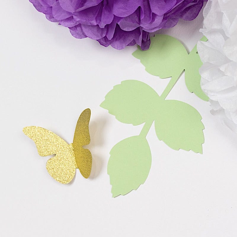 21 Tissue Paper Chrysanthemum Flowers with Butterflies and Leaves Pom Poms Set