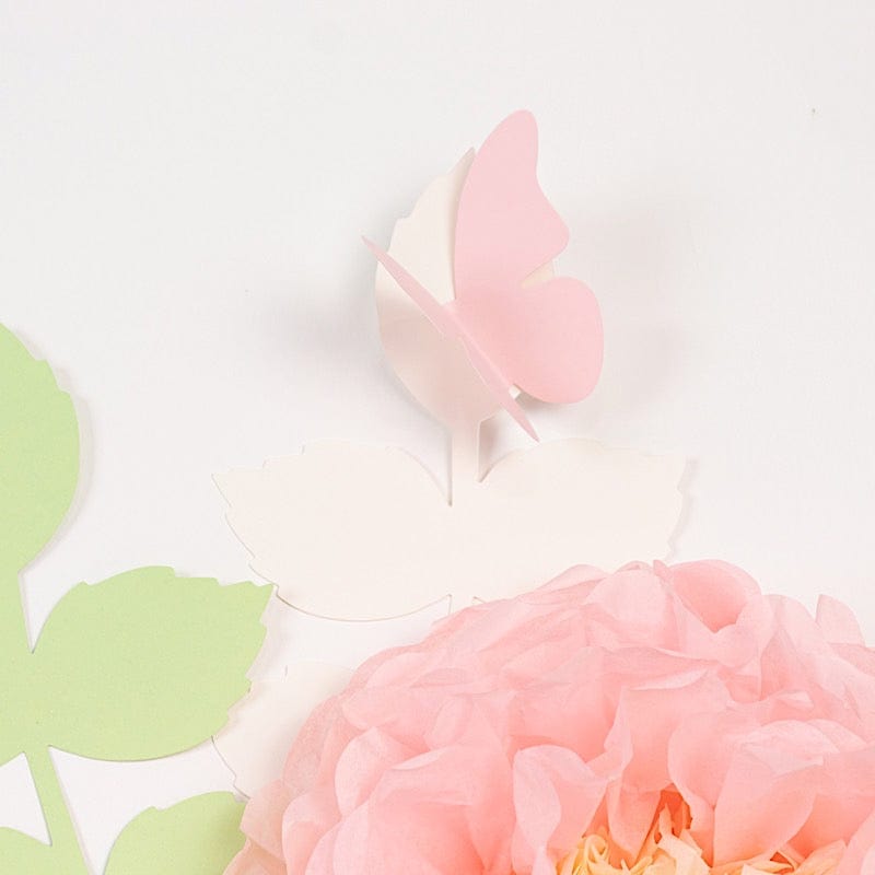 21 Tissue Paper Chrysanthemum Flowers with Butterflies and Leaves Pom Poms Set