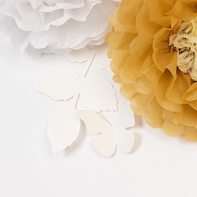 21 Tissue Paper Chrysanthemum Flowers with Butterflies and Leaves Pom Poms Set